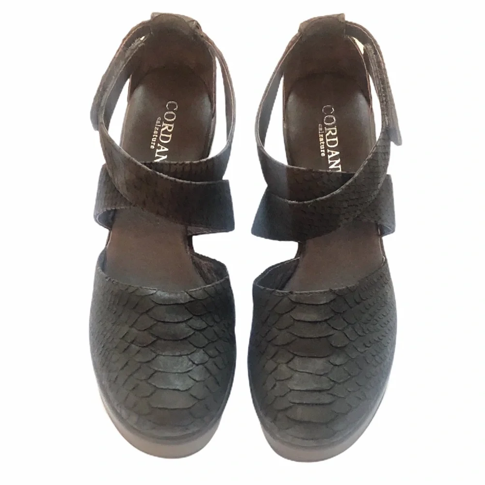 NEW Cordani Brown Snakeskin Leather Wedges  40